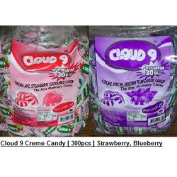 [ 300pcs ] Cloud 9 Creme Candy [Blueberry / Strawberry] Halal