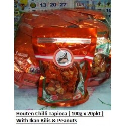 [ 100g x 20pkt ] Houten Chilli Tapioca with Ikan Bilis & Nuts [ Halal ]